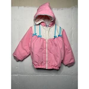 Vintage Weather Tamer Girls Puffy Pink Hooded Jacket Coat Size 6 Made in USA